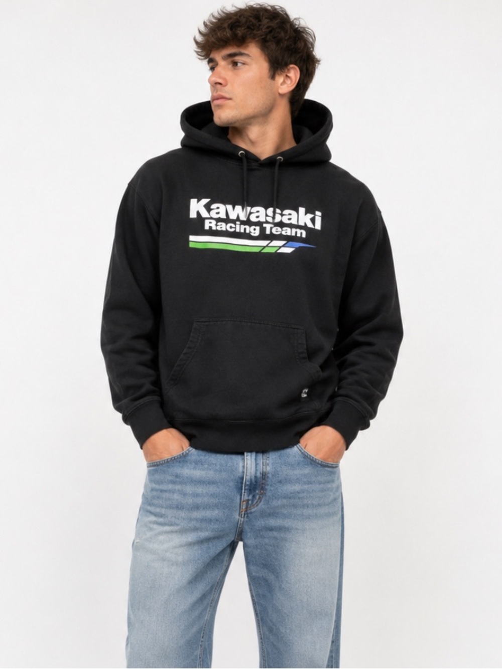 Kawasaki Racing Team Hoodie Men’s Medium Factory Effex Black Pullover